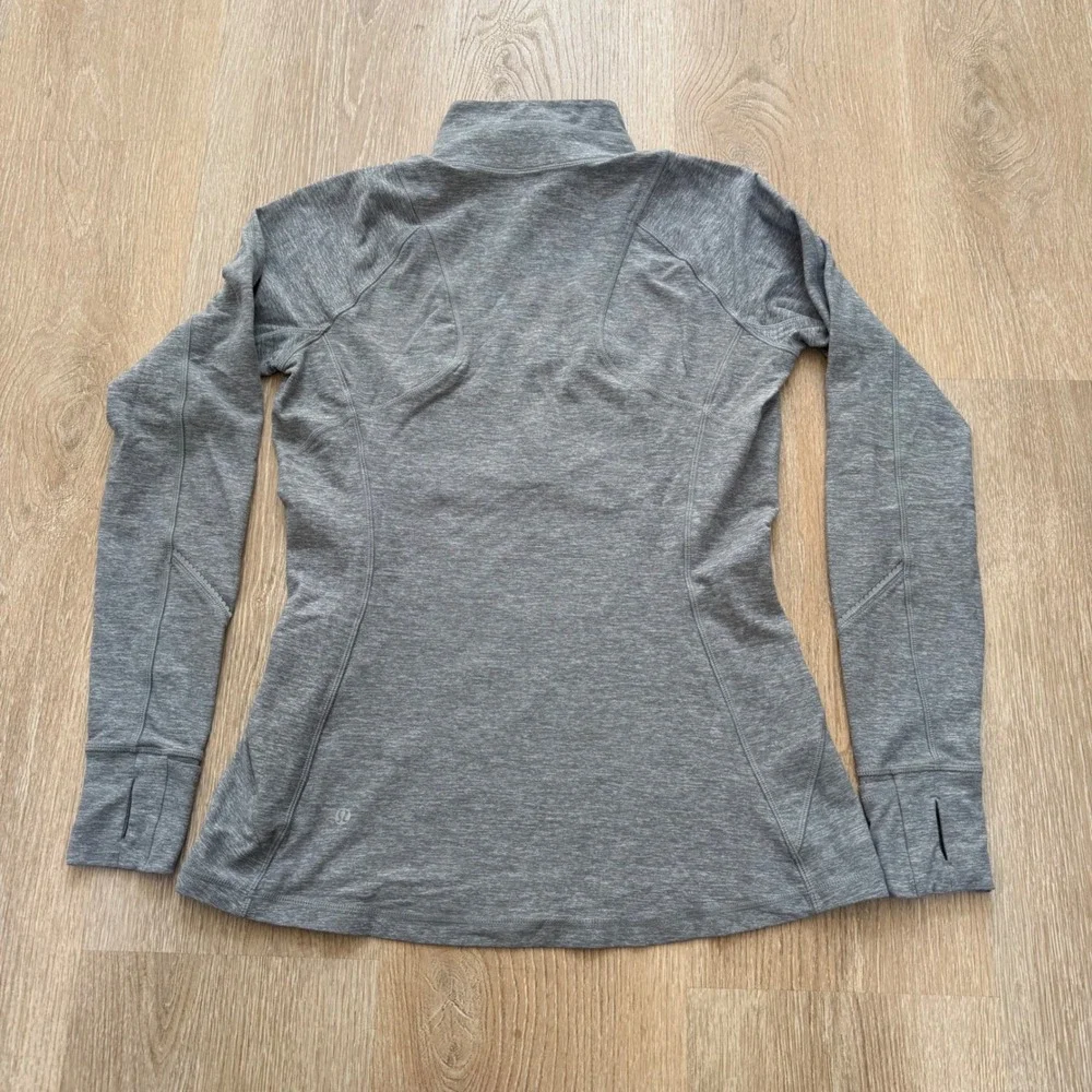 Lululemon Race Your Pace 1/2 Zip Pullover Womens 10 Grey Yellow Athletic‎